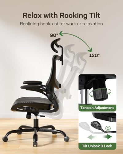 Marsail Ergonomic Mesh Office Chair with Adjustable Lumbar Support, 2