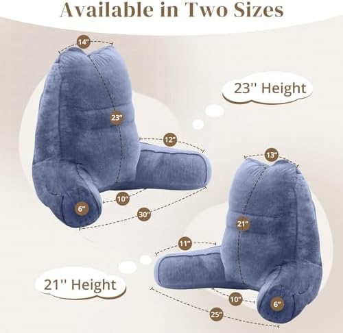 Sasttie Reading Pillow for Bed, Back Pillow for Sitting Up, Grey Purple