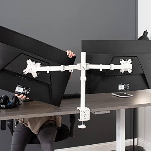 VIVO Cable Management Clips for Desk Monitor Stands, Computer Office Workstation Cord Organization Kit, 1 Pole Clip and 4 Arm Clips, Set of Monitor Mount Wire Holder Hooks, White, PT-SD-WC05CW