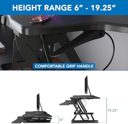 Mount-It! Standing Desk Converter 48" Wide Sit Stand Extra Large Desk Riser