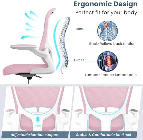 Drafting Chair, Tall Office Chair with Flip-up Armrests Executive Ergonomic Computer Standing Desk Chair, Office Drafting Chair with Lumbar Support and Adjustable Footrest Ring