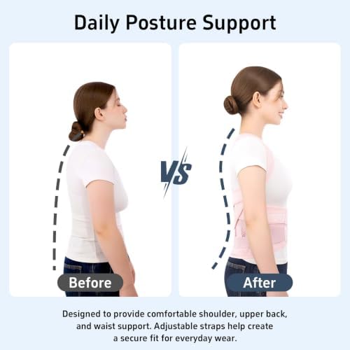 Posture Corrector for Women and Men Shoulder Back Brace (Pink, XX-Large)
