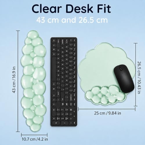 Cloud Gel Wrist Rest Set for Keyboard and Mouse – Ergonomic Wrist Support for Keyboard & Mouse Pad – Non-Slip Desk Wrist Support for Computer, Laptop & Gaming (Green)