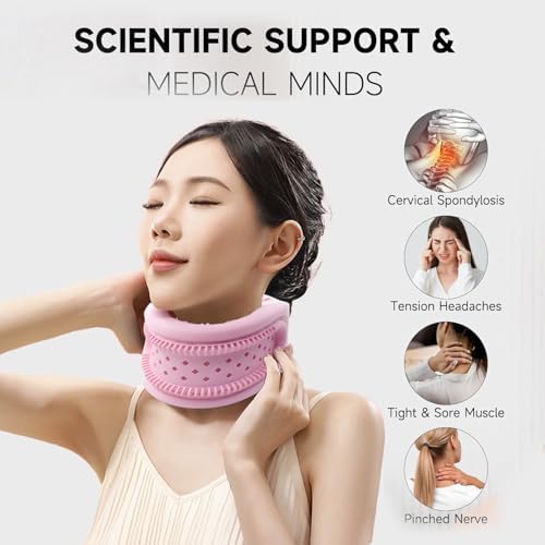 Neck Support Brace, Soft Foam Cervical Collar, Breathable Adjustable Neck Brace for Neck Pain and Support, Women and Men Cervical Spine Pressure Relief, Keep Vertebrae Stable and Aligned (Pink)