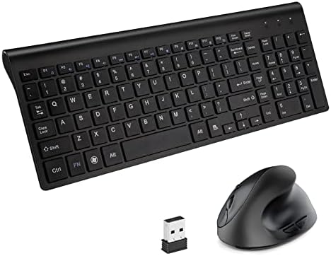 Fonicer 2.4GHz Wireless Vertical Ergonomic Mouse and Keyboard Combo Ultra-Thin Portable Size for PC Desktop Computer Laptop Mac For Students or Small Hands