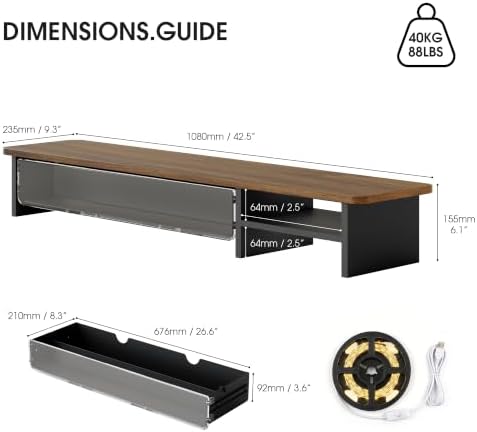 Fenge Monitor Stand with Acrylic Display Drawer for Figures & Collectibles