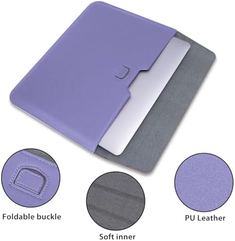 PU Leather Laptop Sleeve Case with Stand for 2026 Macbook Neo 13 A3404, 2026-2022 Air13.6'' M5 A3449 M4 A3240 M3 A3113 M2 A2681, 2018-2021 Air 13, Laptop Bag for 2016-2022 Mac Pro13, Lavender