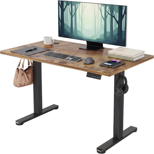 Claiks Electric Standing Desk 48x24 Inch Adjustable Desk, Rustic Brown