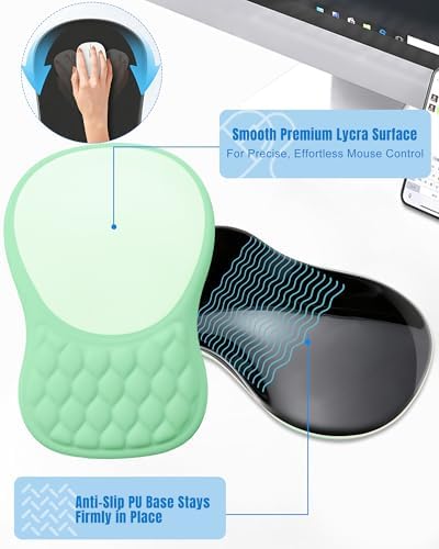 Ergonomic Mouse Pad with Sloped Memory Foam Wrist Rest