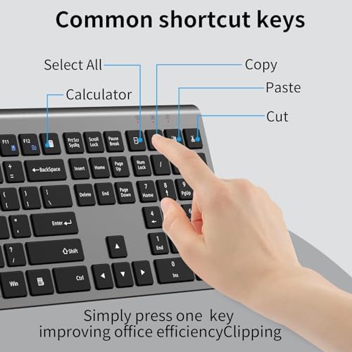 Slim Silent Full Size Wireless Keyboard Mouse Combo Space Grey