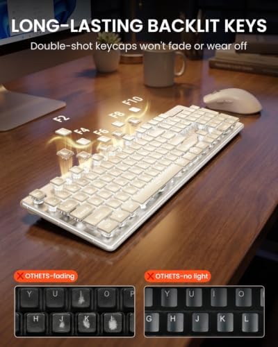 Wireless Keyboard and Mouse Combo, White Backlit, Rechargeable - White