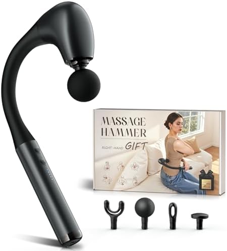 FVZ Grey Percussion Massage Gun with Upgraded Extension Handle, 10MM Massage Gun Deep Tissue, Back Massager, Muscles/Neck/Shoulders/Waist/Legs Massager Portable for Pain Relief