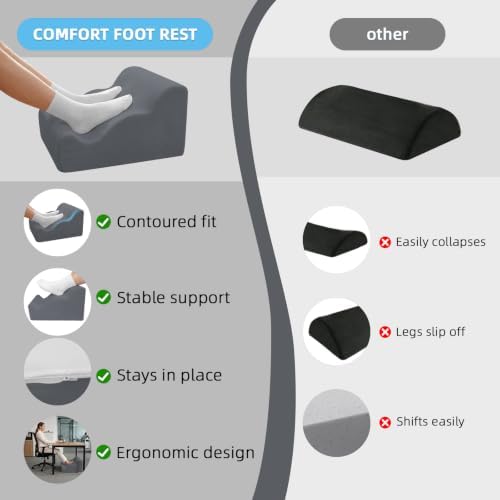 Foot Rest Ergonomic Pillow for Under Desk at Work & Handle Gray