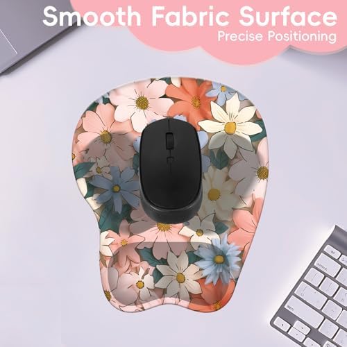 Wrist Support Mouse Pad Anti Slip Rubber Wrist Rest Mousepad 9in X 8in Small Desktop Notebook Mouse Mat for Working and Gaming (M-Blooming Flowers)