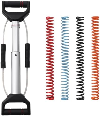 Chest Expander, Strength Trainer for Men & Women, Isometric Exercise Equipment, 4 Springs Adjustable Resistance, Builds Back, Shoulder, Biceps, Triceps, Abs, Chest & Arms