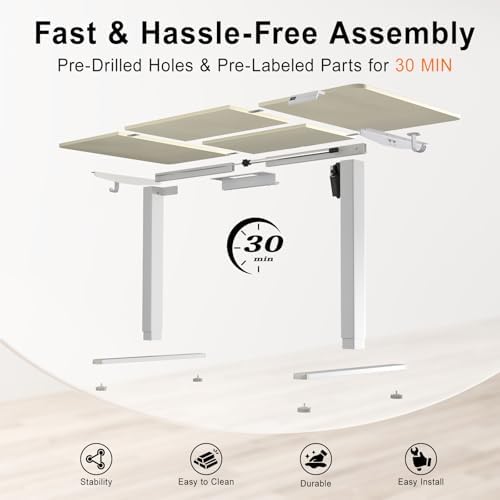 60 Inch Height Adjustable Standing Desk for Home Office, Natural