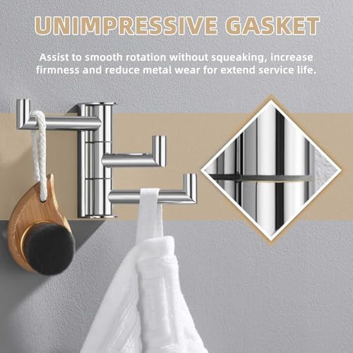 Suyar Bathroom Towel Hook Polished Chrome, Swivel Robe Hook with 3 Arms