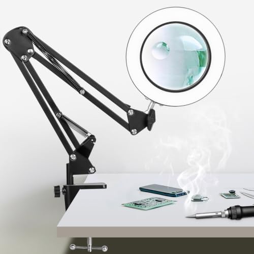 KIRKAS Magnifying Glass with Light and Stand, 12X 30X 20in Clamp