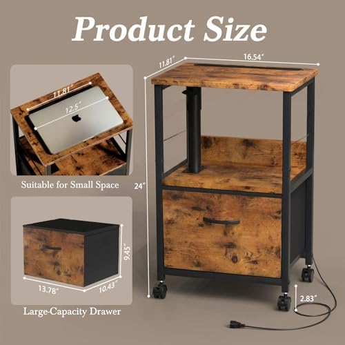 Faesun Night Stand with Swivel Top, Brown