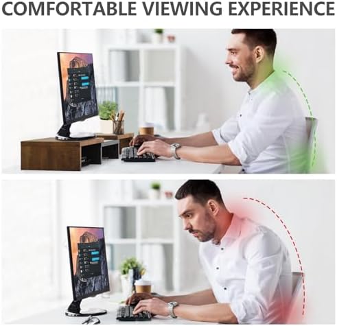 TAVR Dual Monitor Stand Riser, Wooden Computer Monitor Stand for 2 Monitors