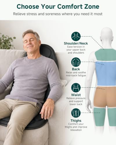 Snailax Back Massager with Heat, Memory Foam Chair Massage Pad