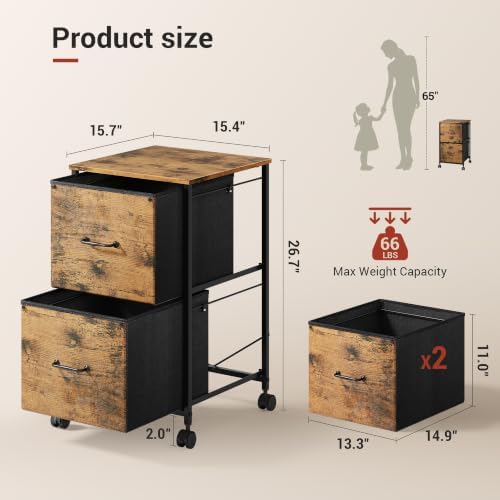 DEVAISE 2 Drawer Mobile File Cabinet, Rolling Printer Stand