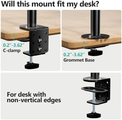 WALI Quad Monitor Desk Mount for 13-32 inch Computer Screens, 22lbs per Arm