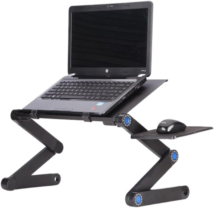 Adjustable Lap Desk Laptop Computer Portable Multifunctional Ergonomic Vented Table Stand Tray Mount Holder(420 * 260mm with Mouse Pad, Black)