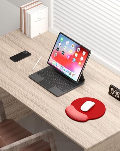 Auhoahsil Ergonomic Mouse Pad with Wrist Rest, Comfortable Silicone Non-Slip Computer Pain Relief Gel Mouse Mat with Wrist Support for Gaming, Work, Office, Women & Men, Cute Pattern, Red Pink
