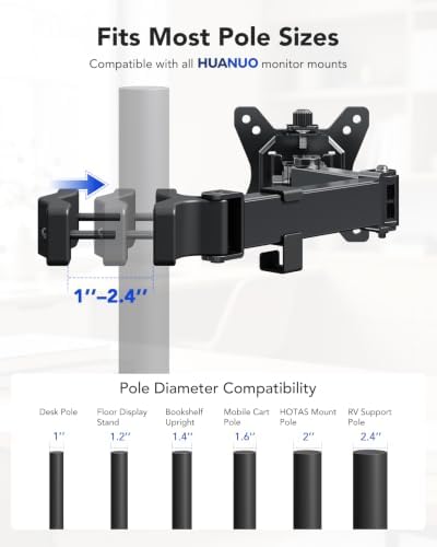 HUANUO Pole Mount Monitor Arm for 13-32" Screens, Pole Not Included