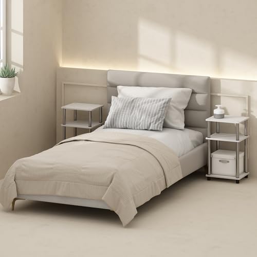 Furinno JUST Set of 2 Toolless 3-Tier Night Stand, White Oak