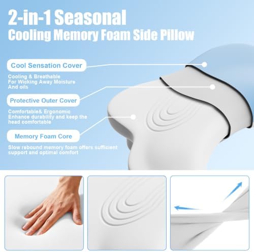 Side Sleeper Pillow with Arm Hole, Ergonomic Pillow, 1 Extra Pillowcase