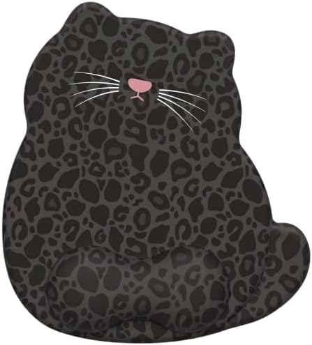 Gel Mouse Pad with Wrist Rest for Mouse Ergonomic Leopard Cat Mouse Wrist Rest Non-Slip Silicone Cute Mousepad with Wrist Support for Computer Desk Gaming Laptop Home Office Desk Accessories Black