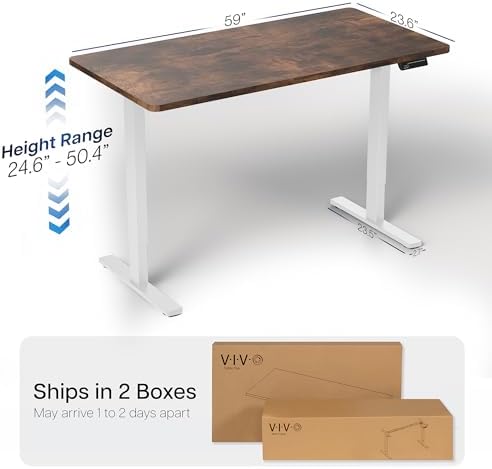 VIVO Rustic Vintage Brown 60 x 24 in Standing Desk, DESK-KIT-2W6N