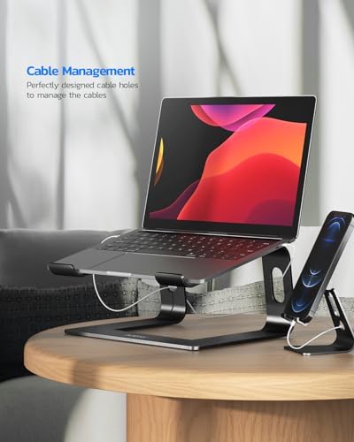 Nulaxy Full Aluminum Laptop Stand, Stable Support to 22 lbs, Black