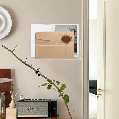 Acrylic Mail Holder Organizer Box for Desk Countertop Wall Mount Clear