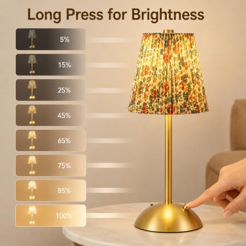 4 Pcs Cordless Table Lamp Rechargeable Touch Lamp, Gold Floral