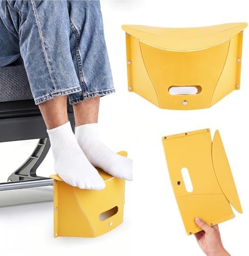 Portable Airplane Foot Rest, Foldable Foot Rest for Air Travel and Under Desk, Versatile Footrest and Stool for Long Flight, Home and Office(Blue) (Yellow)