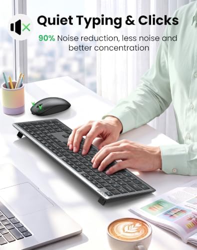 TECKNET 2.4G Rechargeable Ultra-Slim Wireless Keyboard and Mouse Combo