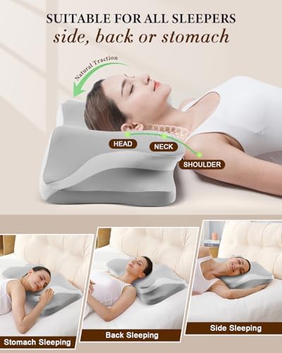 Cervical Pillow for Neck Pain, Ergonomic Memory Foam Contour Pillow