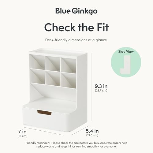 BLUE GINKGO Hive Pen Desk Organizer, White, Made in Kore
