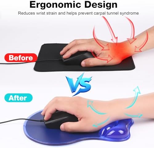 Gel Mouse Pad with Wrist Rest, Ergonomic for Laptop, Non-Slip Base