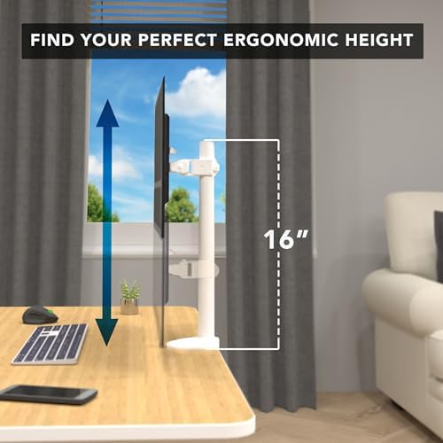 Mount-It! White Single Monitor Stand, Fits up to 32"