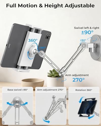 iPad Wall Mount Holder, Heavy Duty Aluminum Tablet Wall Mount, Full Motion