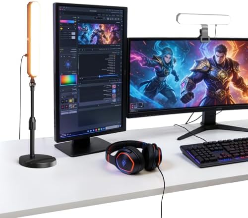 NEEWER Basics Desktop LED Light Kit with 11" Stand/Monitor Clamp, 2 Pack(12W) CRI95 Bi Color Video Conference Zoom Lighting for Laptop Computer Webcam, Compatible with iPhone Video Recording, L10