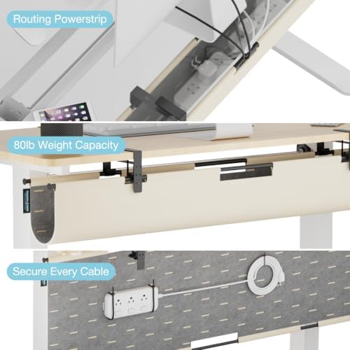 No Drill Under Desk Cable Management Tray, 45.2" Felt Cord Organizer