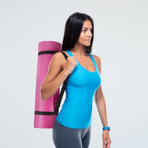 Fitvids 1/2-inch Thick High Density Exercise Yoga Mat with Carrying Strap