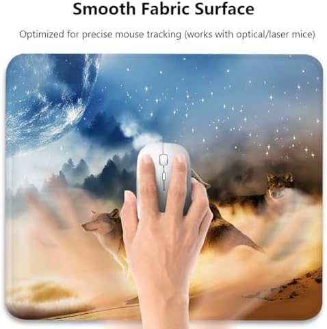 Wolves Howling at The Moon Mouse Pad, Reinforced Stitched Desk Mat