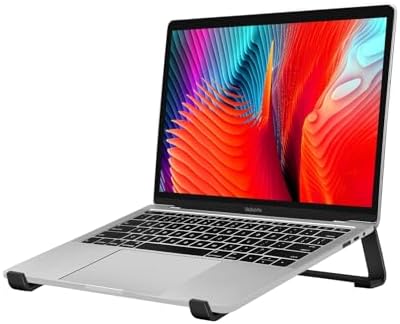 Thibault Aluminum Laptop Stand for Desk - Cooling Ergonomic Design - Fits MacBook Air Pro/DELL/HP/Lenovo/ThinkPad/Alienware - 13/14/15.6/16 -Easy Assembly- Ventilated Laptop Stand for Optimal Airflow