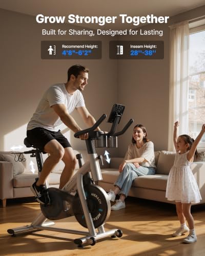 MERACH Exercise Bike, Magnetic Friction Stationary Bike for Home with APP